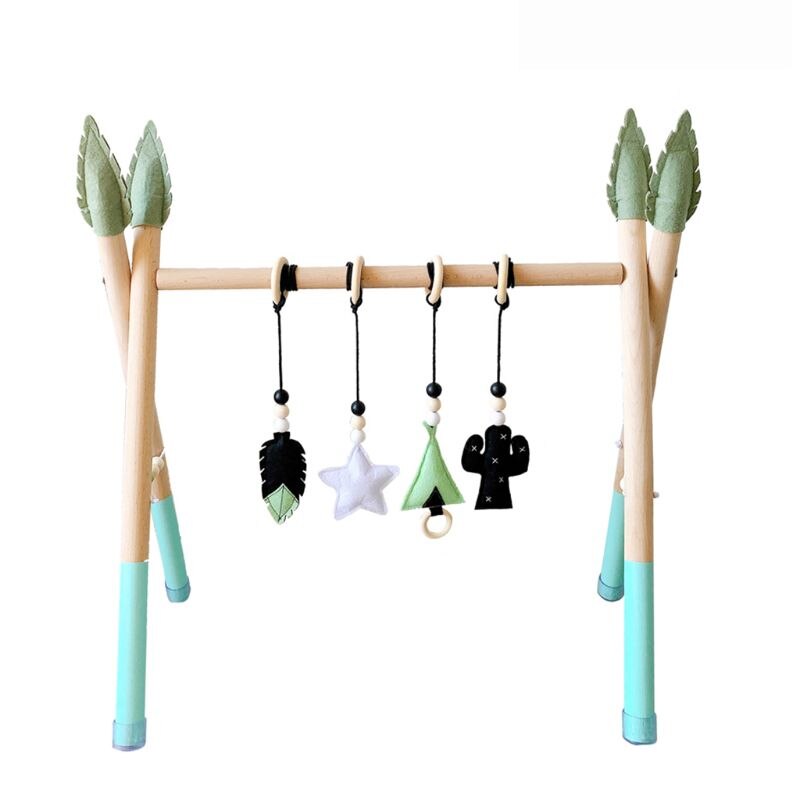 1Set Nordic Style Baby Gym Play Nursery Sensory Ring-pull Toy Wooden Frame Infant Room Toddler Clothes Rack Kids Room Decor