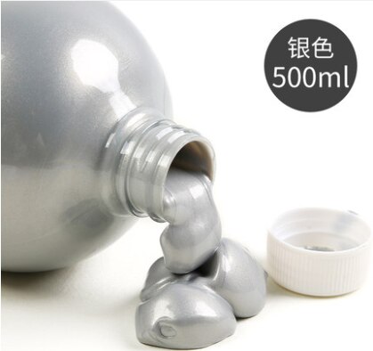 300ml/500ml guld sølv akryl maling vandtæt akvarel maling til statuer farvning diy håndmalet graffiti metallic maling: Sølv 500ml