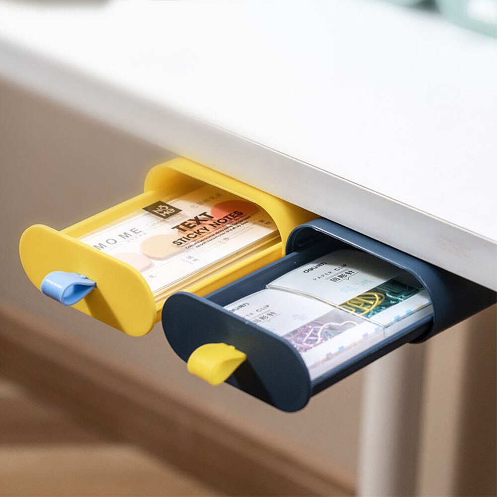 Under The Desk Storage Box Invisible Drawer Paste Office Desk Bottom Finishing Box Dormitory Desktop Stationery Box Cosmetic Box