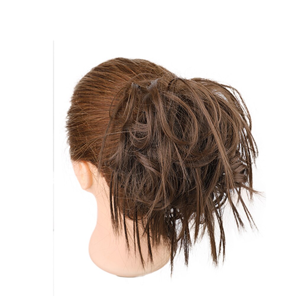 Messy Knot Chouchou Voor Vrouwen Haarstukje Extensions Synthetische Pruik Ring Wrap Chignon Zwart Bruin Hoge Temperatuur Fiber: #8