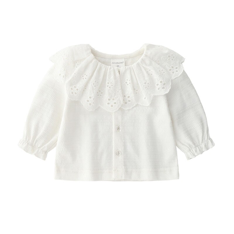 Kant Pasgeboren Baby Meisje Kleding Hollow Bloemen Lange Mouw Vest Doop Meisjes Bloues Jas Jas Baby Kleding Outfits: White Coat / 6m