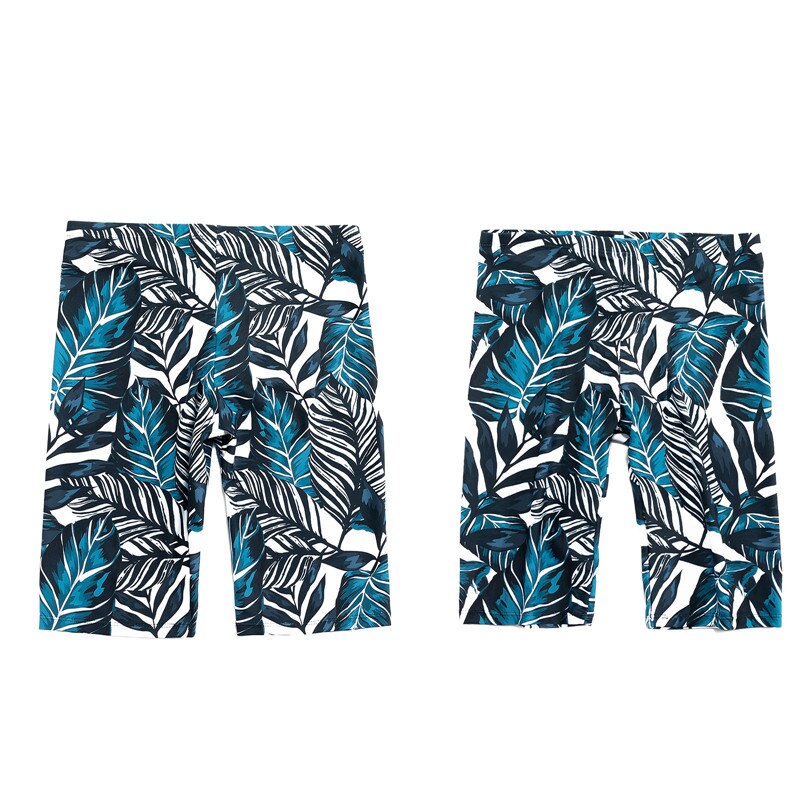 Mannen Leaf Print Strand Broek Hawaiian Zwemmen Board Shorts Zwembroek Hoge Stretch Tropical Marine Stijl Zomer Kleding