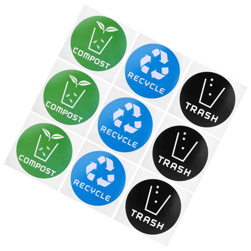 Recycle Sticker Round Recycle Trash Compost Sticker Decal Sign Decal for Trash Cans