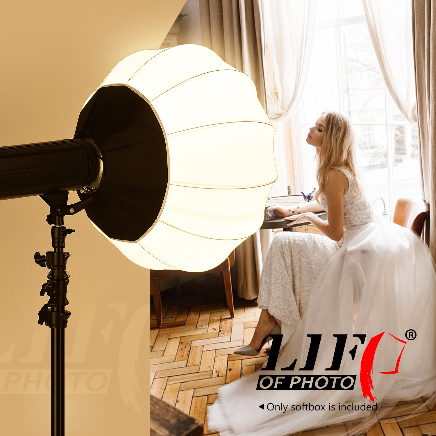 LIFE OF PHOTO-luz de fotografía de 65cm/25,6 pulgadas, caja difusora plegable, modificadores de iluminación de forma redonda, esférica