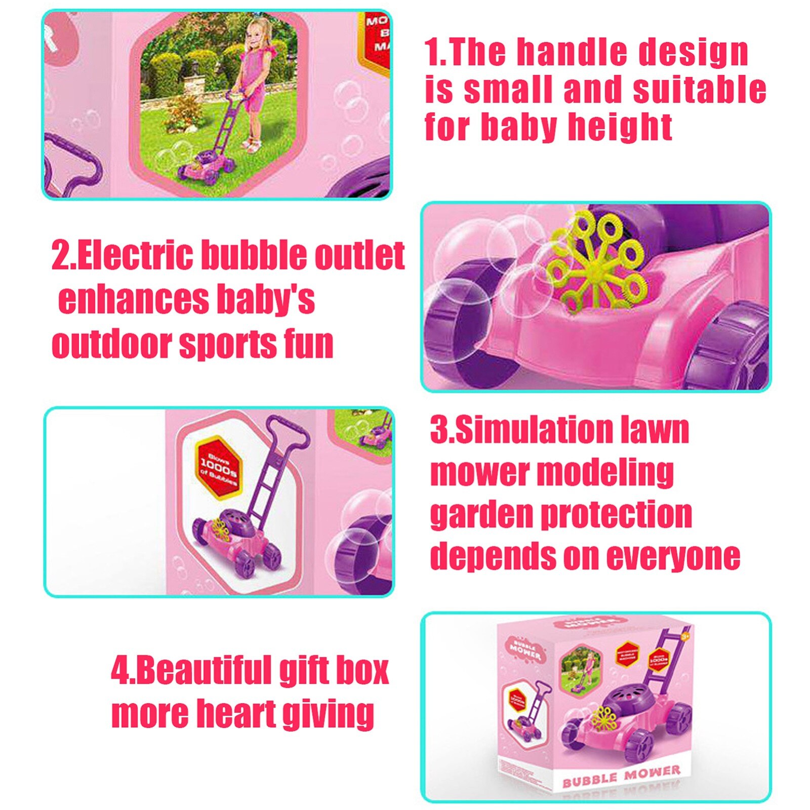 Outdoor Speelgoed Bubble Machine Speelgoed Voor Jongens Meisjes, bubble Grasmaaier Met 118Ml Bubble Oplossing Kinderen Speelgoed Zeepbel Trolley