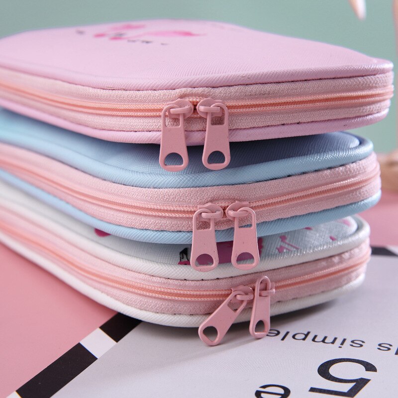 Flamingo Pencil Case Kawaii School Penal Pencilcase for Girls Cute Pen Case Bag PU Pencil Box Pouch School Stationery Supplies