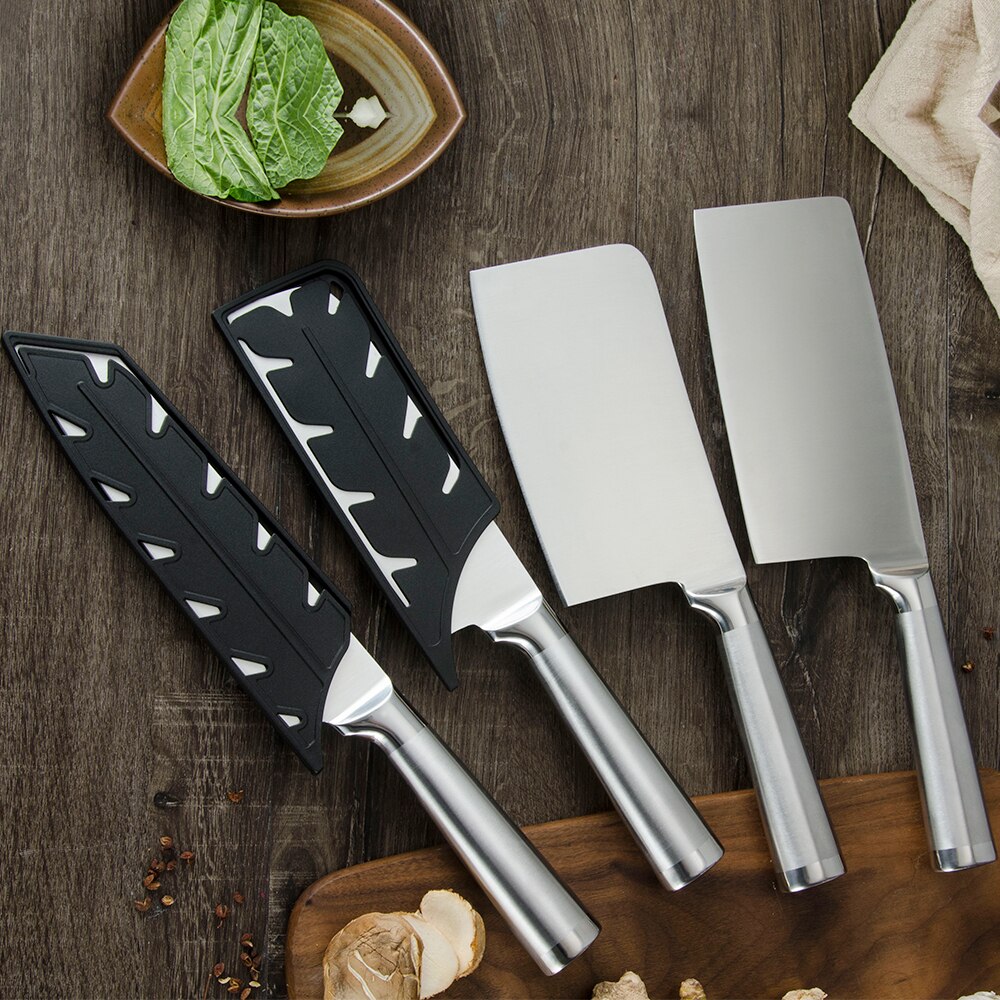 Damask Stainless Steel Kitchen Chef Knives Set Meat Cleaver Chef Slicing Knife Set Cooking Tool With Knife Cover