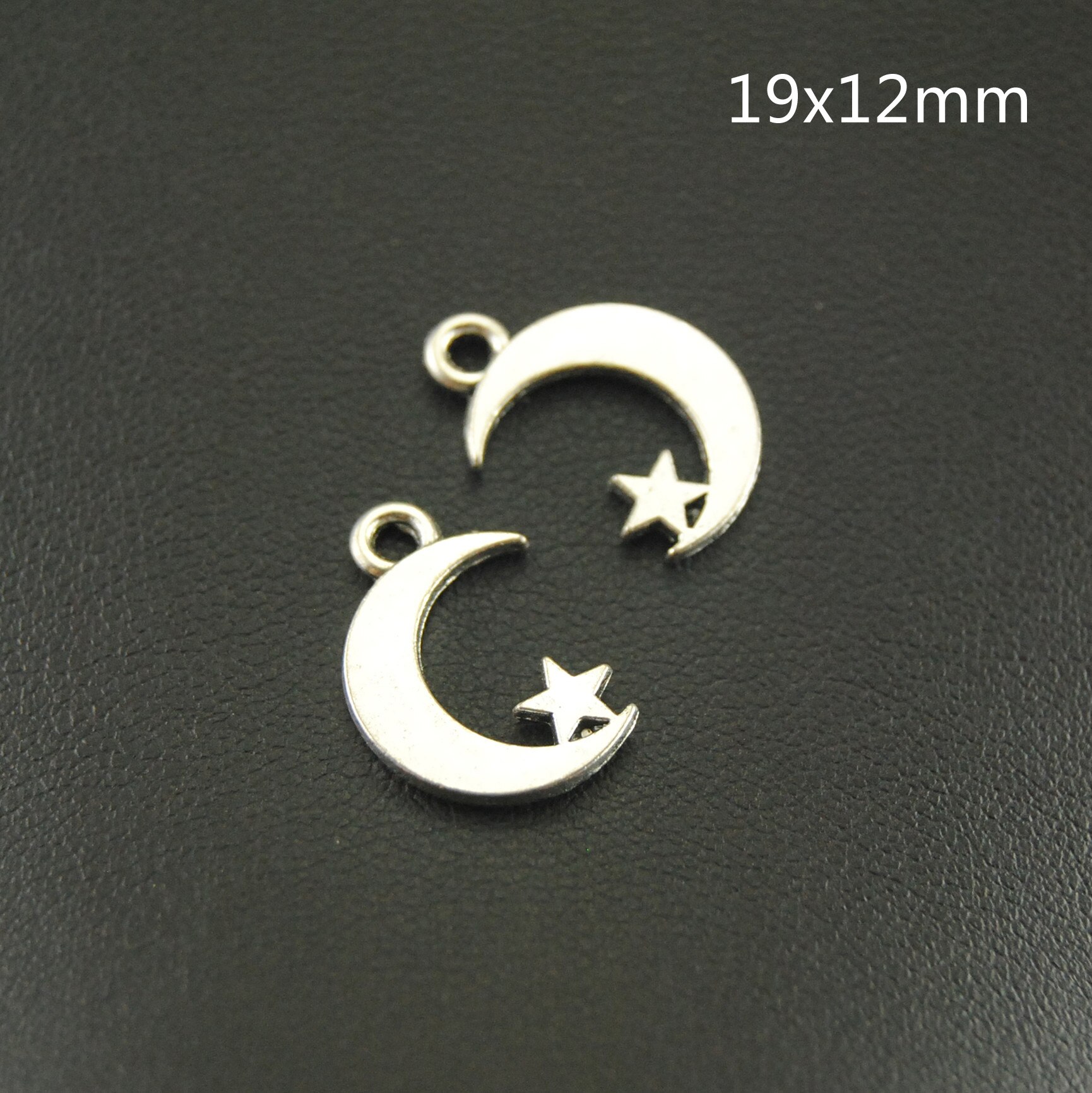 50pcs Pendenti E Ciondoli Luna E Star Cuore D'argento Del Pendente di Colore Per DIY Dei Monili Del Metallo Che Fanno I Risultati Accessorie: A891 19x12mm