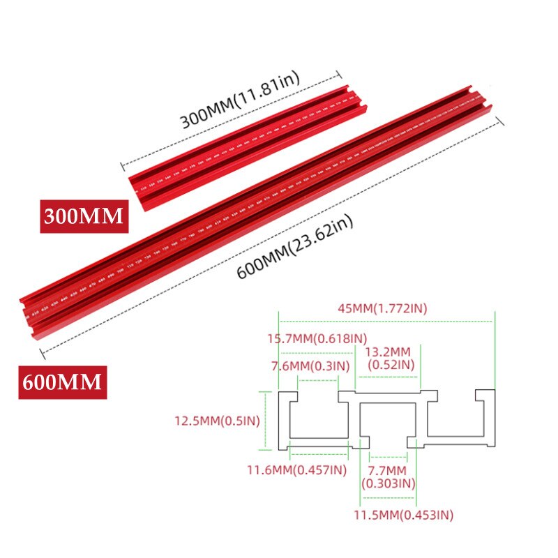 Spur Sah Schiene parallel Führungsschiene 300-1800mm Aluminium Legierung T-Spur-Slot Holzbearbeitung Hilfs Spur