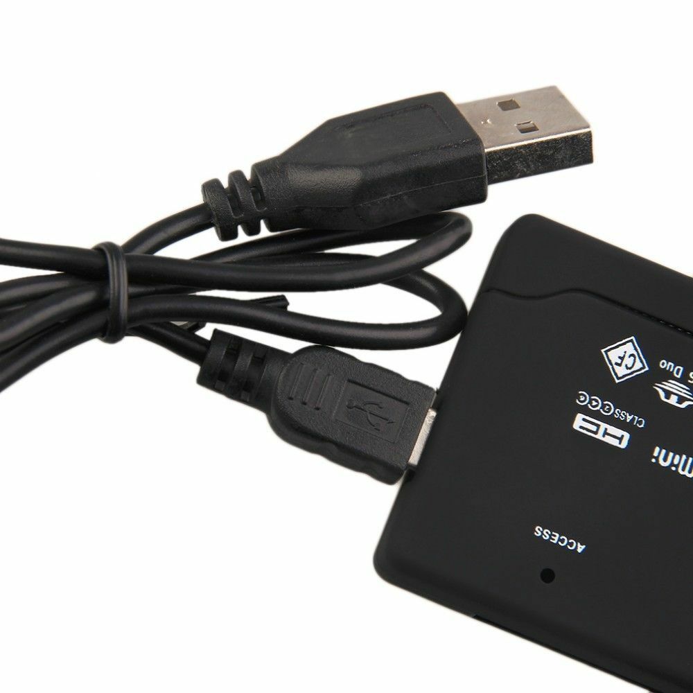 Muti-Kaartlezer Adapter All in 1 USB 2.0 CF xD SD MINI TF MS Zwart + USB Kabel
