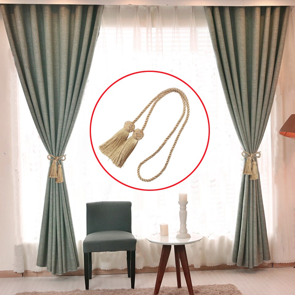 Curein – embrasses avec 2 glands à tête, Clips pour rideaux, attaches en corde, accessoires décoratifs pour la maison, 1 pièce