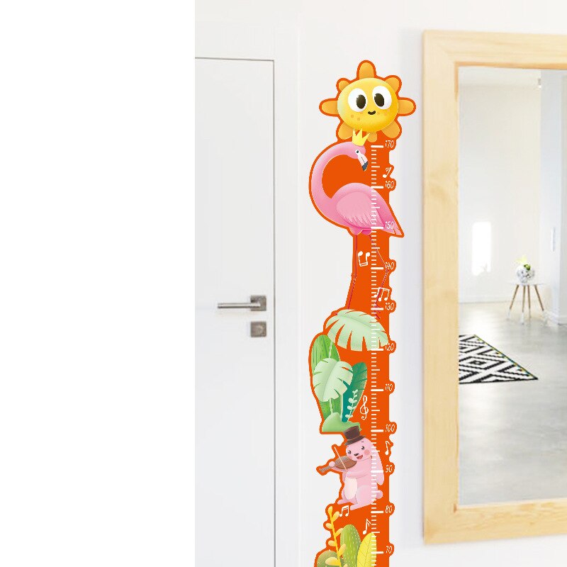 Sød enhjørning abe højde måling wallsticker tegneserie dyr gør-det-selv klistermærker lineal til børn boligindretning vækstdiagram: Flamingo