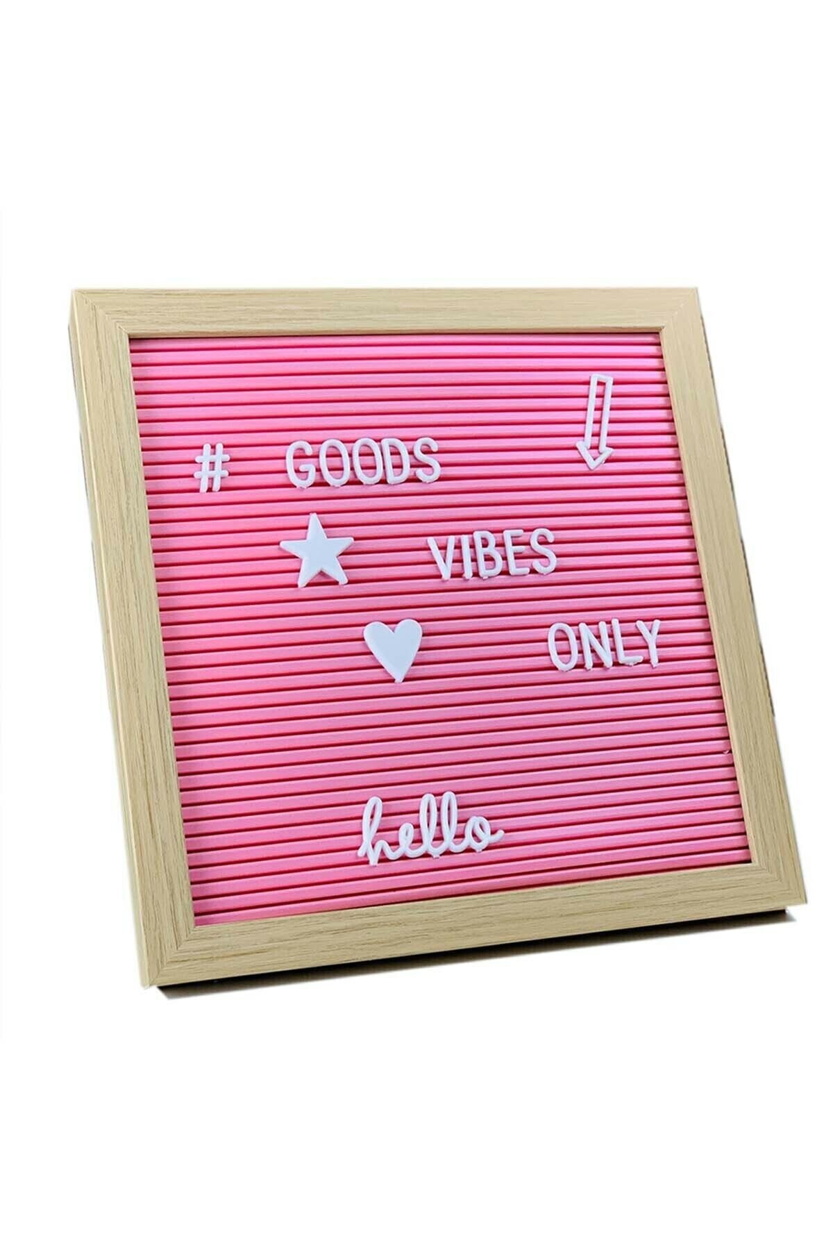 Vervangbare Schrijfbord Zwarte Kleur Message Board En 121 Gouden Brief-Karakter 26X26 Cm Decoratieve memo Board: pink board & 121 letters