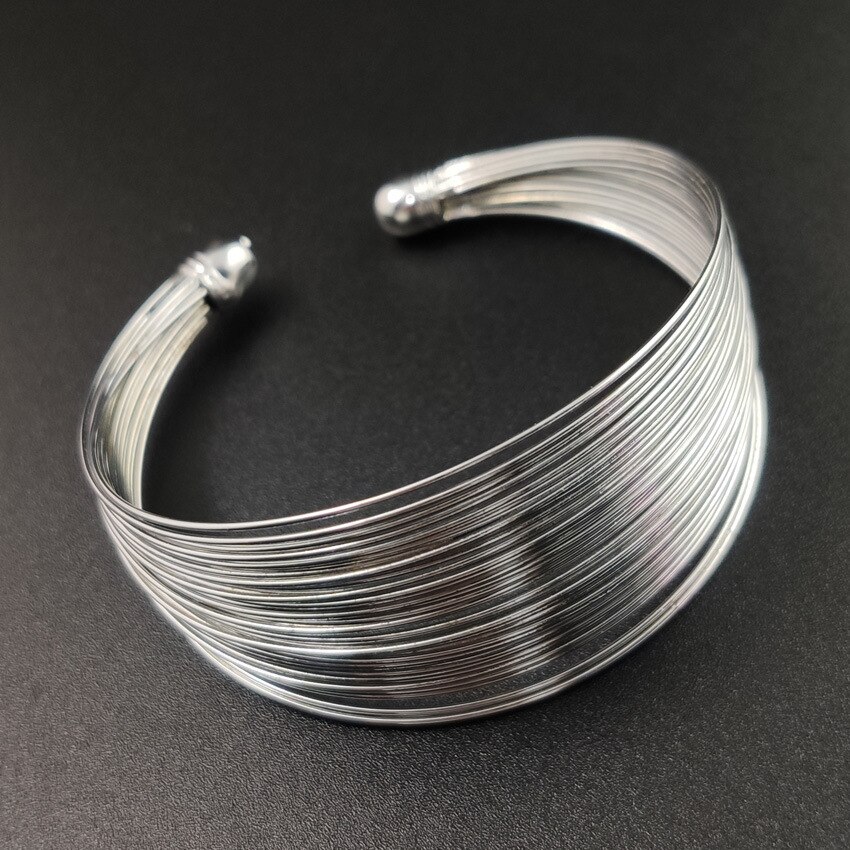 Multicamadas de metal fio manguito pulseira feminina 2021 moda jóias acessórios geométrico aberto punk pulseira