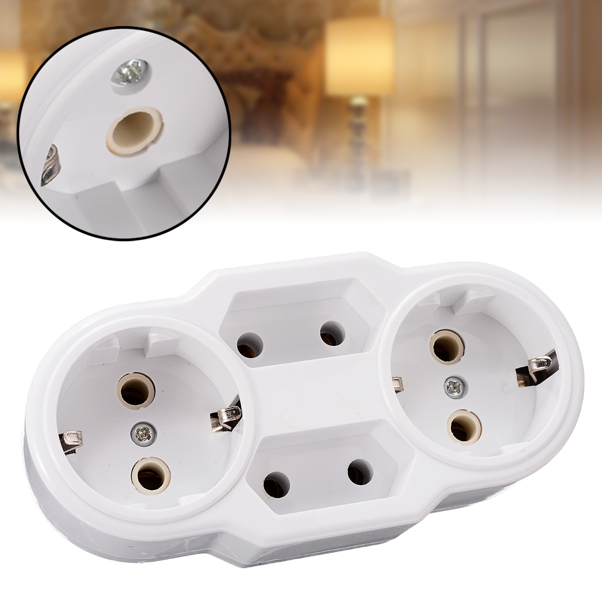 Multiple Plug EU Standard Adapter Conversion Socket Protective Contact Triple Electrical Socket Power Distribution Adapter
