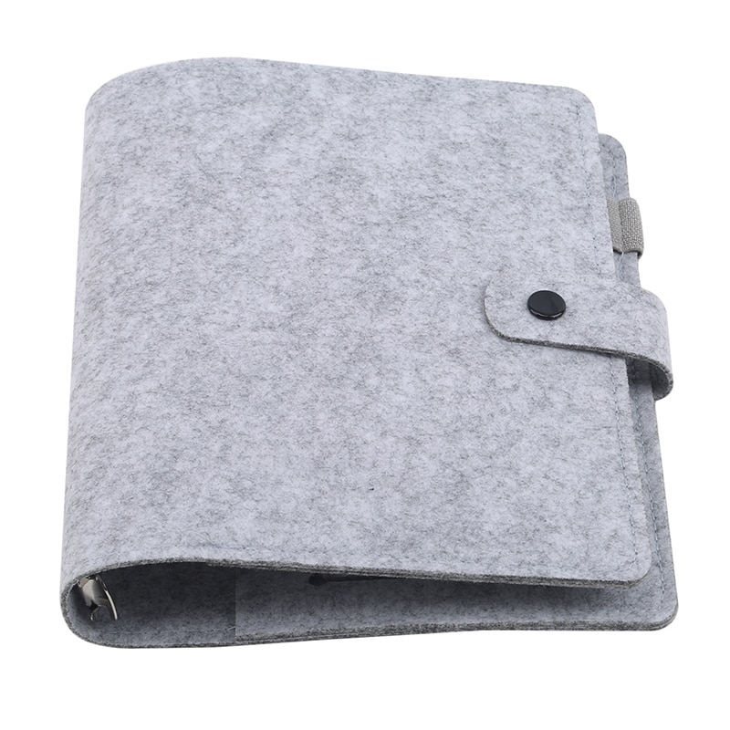 A5 A6 Felt shell fabric notebook Loose Leaf Notebook Paper Planner Inner Page ring binder Stationery Traveler Journal: Light gray / A6
