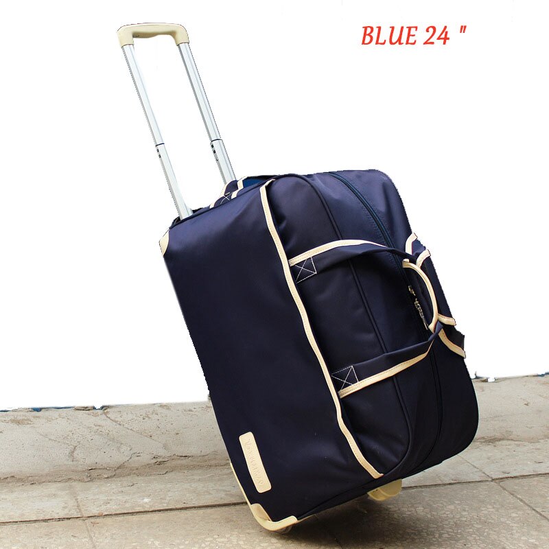 Neue Frauen Trolley Gepäck Roll Koffer Casual Verdickung Roll Fall Reisetasche auf Rädern Gepäck Koffer: Blue 24