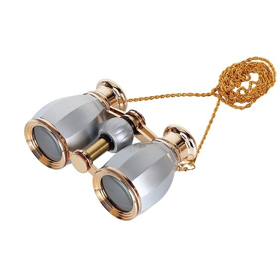 AOMEKIE 4X30 Opera Glasses Theater Binoculars Metal Frame Optical Lens Telescope with Chain for Women Girls: Silver