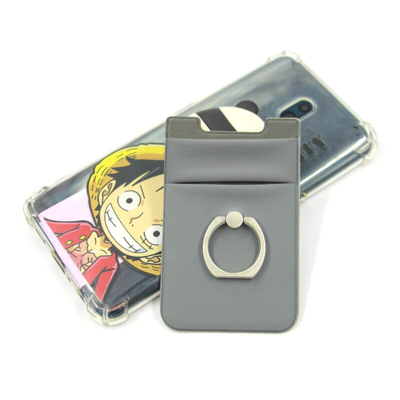 3-en-1 adhésif autocollant téléphone dos cartes Spandex anneau portefeuille téléphone portable porte-carte d'identité poignée de doigt béquille double poche #50