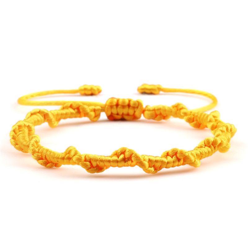 Pulsera sencilla de la amistad para hombre y mujer, brazalete de cuerda trenzada hecha a mano, con nudo rojo de la suerte, para parejas: Orange