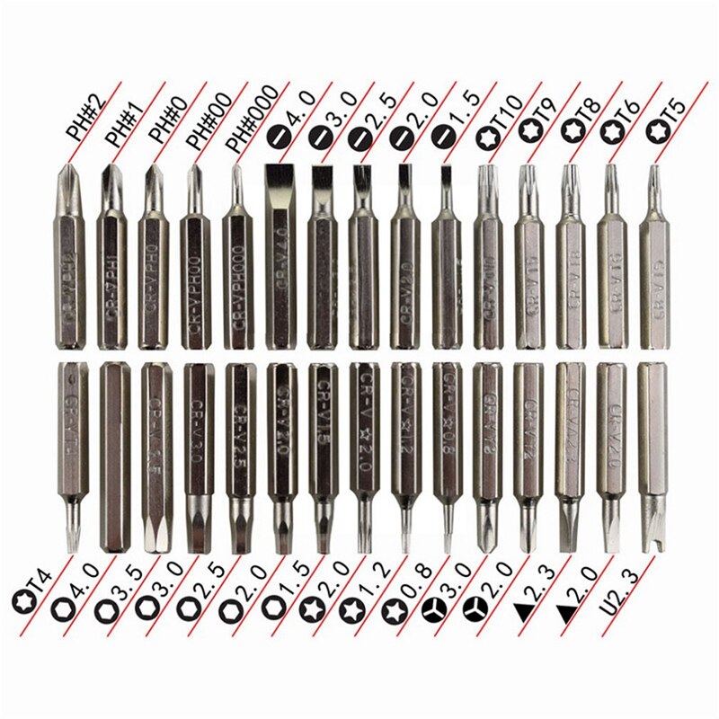 32 In 1 Precisie Verwisselbare Magnetische Schroevendraaier Set Mini Schroevendraaier Bits Reparatie Gereedschap Kit Set 7389C