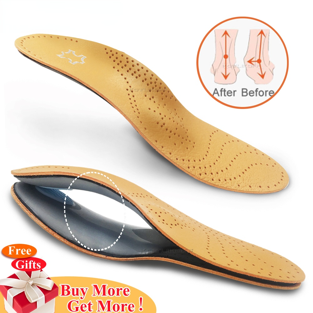 Plantillas ortopédicas para pies planos para calzado de hombre mujer y niño, plantilla para zapato, corrección de arco del pie, de cuero, piel, unisex