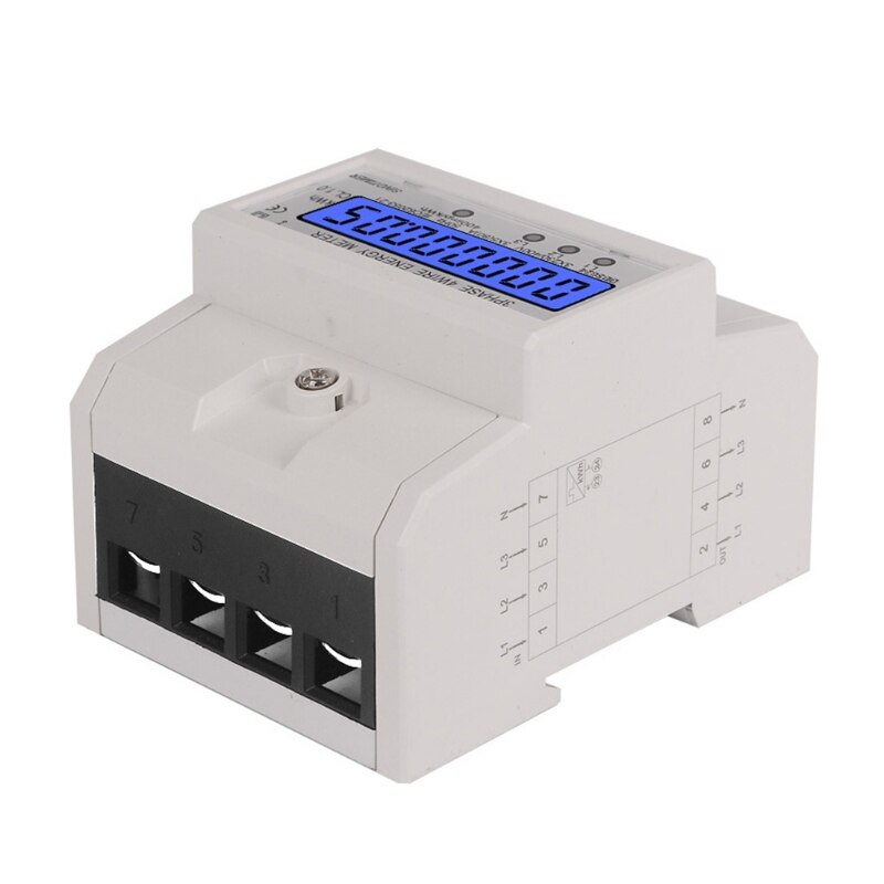 3 Phase 4 Wire Electronic Power Consumption Energy Meter Intelligent LCD Digital Backlight Display Wattmeter Home 380V 50Hz