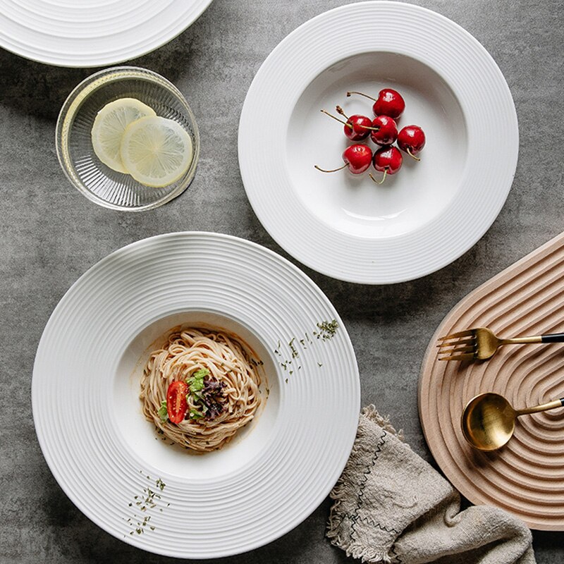 Assiette à chapeau de paille en céramique, couleur unie, assiette profonde créative, assiette à riz, style européen, assiette à pâtes simple, restaurant flyin