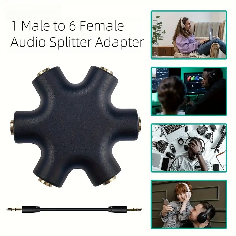 Répartiteur Audio 3.5mm avec câble adaptateur, 1 mâle à 5 femelles, câble séparateur Audio pour écouteurs, convertisseur de sortie sonore Aux multi-ports