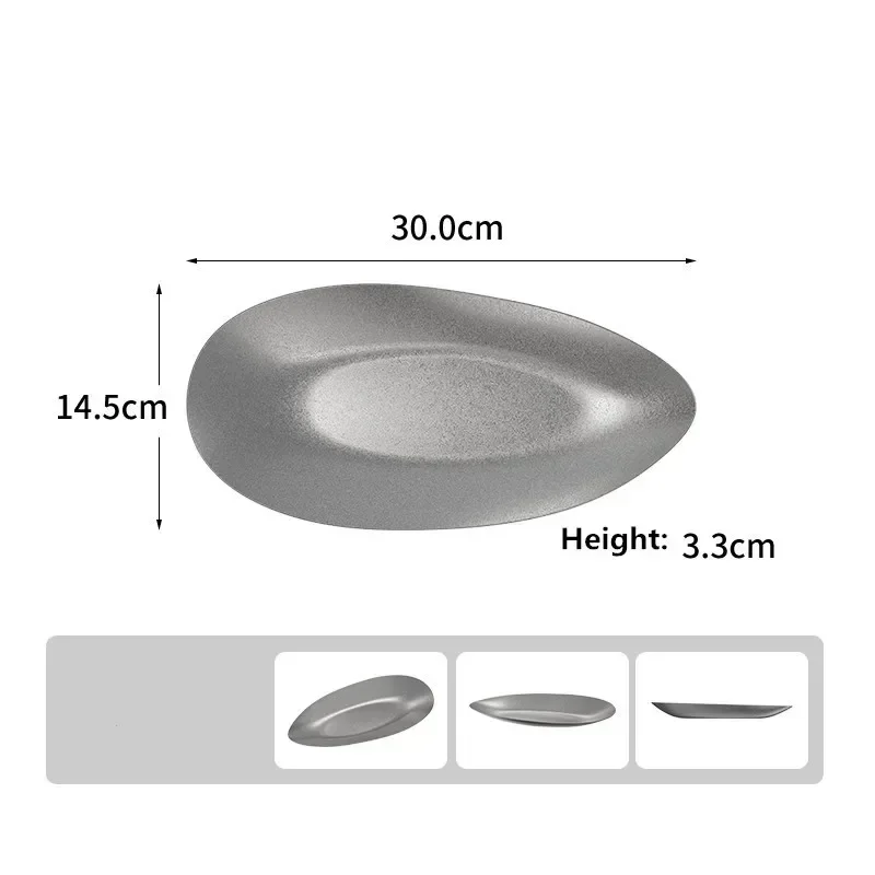 304 ronde vintage dessertbord Creatieve steak Pastaplaat Roestvrij staal Eettafel Taartbak Ondiepe borden set Japanse gerechten: plum