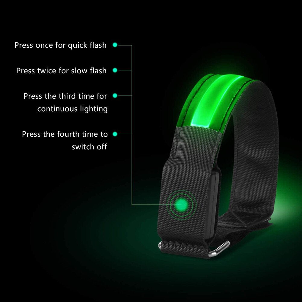 Brazalete LED para correr para mujer, pulsera reflectante, accesorios para corredores, botón para correr, batería, naranja, 4 Uds.