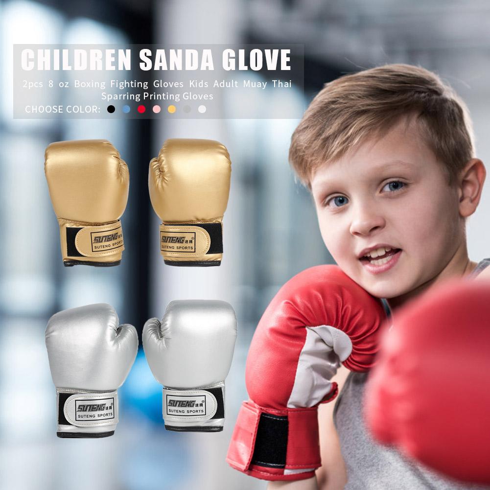 2pcs Kids Children Boxing Gloves PU Leather Kids Breathable Muay Thai Sparring Punching Karate Kickboxing Gloves
