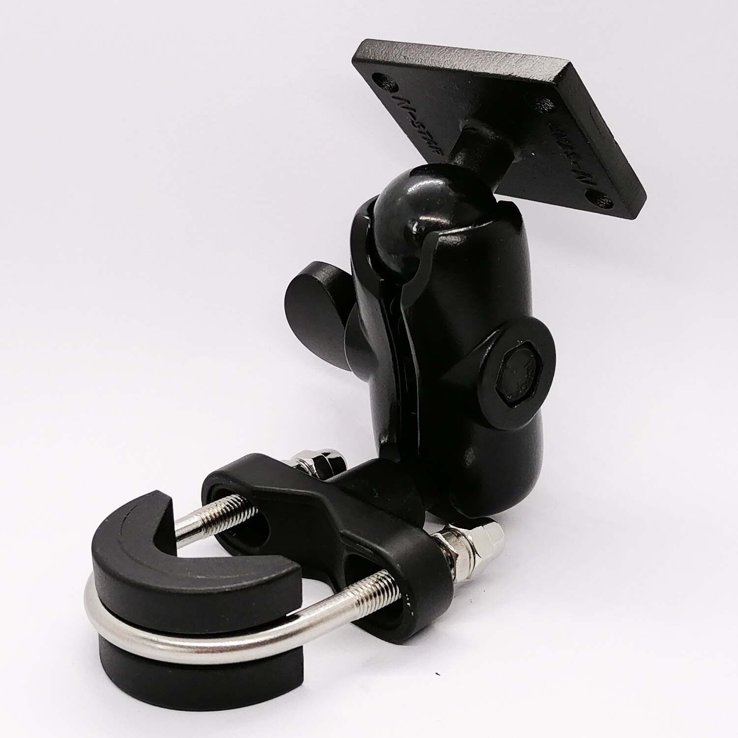 Heavy Duty Aluminum Alloy Motorcycle Handlebar Rail Mount for GPS with U Bolt Base 6 CM Double Socket Arm and AMPS Hole Pattern