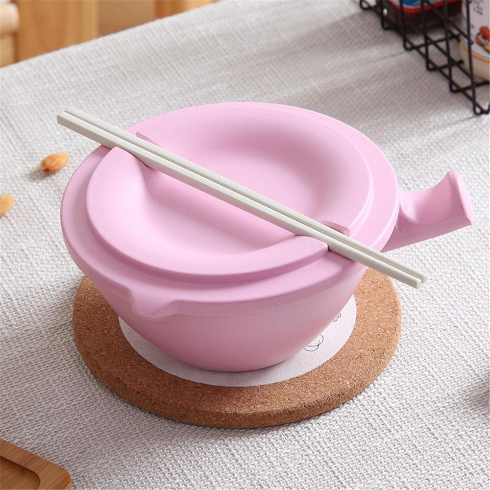 Japanese Bamboo Instant Noodle Bowl With Lid Chopsticks Kitchen Ramen Bowl Food ContainerSoup For Kids Soup Salad Bowl ED