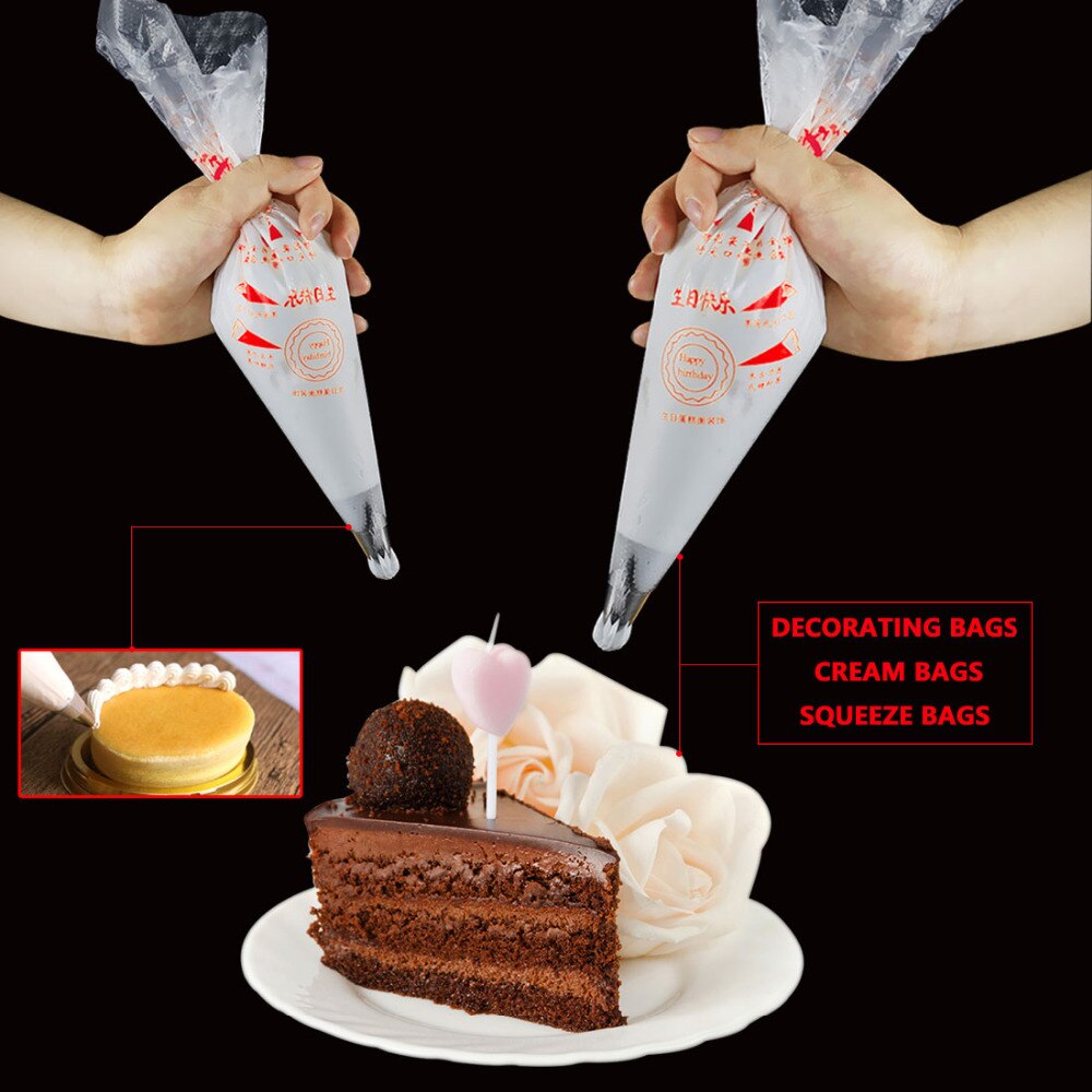 Boquilla de escarcha desechable para bolsa de plástico de alimentaria, boquilla de escarcha para decoración de pasteles, boquillas de pastelería, herramienta para decoración de pasteles de boda, 100 Uds.