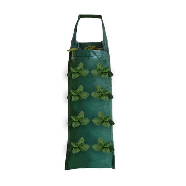 4/6/8/10 Zakken Groeien Zakken Muur Opknoping Verticale Aardbei Planten Zakken Voor Kruiden Groenten Fruit Indoor Outdoor plant Pot: Green 8 Holes