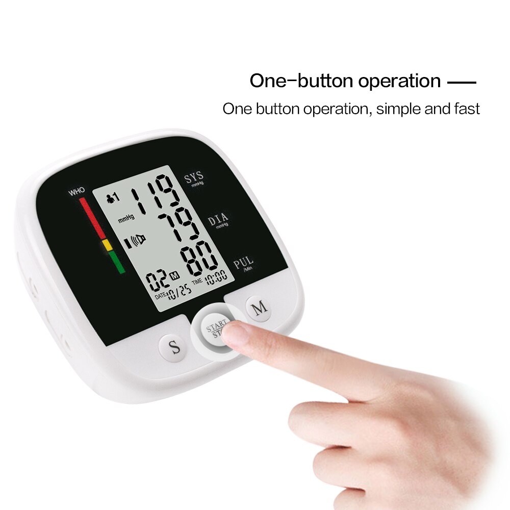 USB Rechargeable Blood Pressure Monitor Electric Arm Automatic Digital Heart Rate PR Tonometer Sphygmomanometer Health Care