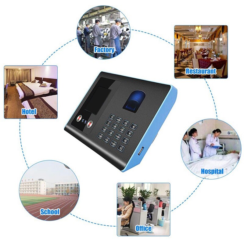 US Plug,E6 Face Recognition Attendance Machine ligent Biological Fingerprint Password Attendance Machine Employee Sign-In R