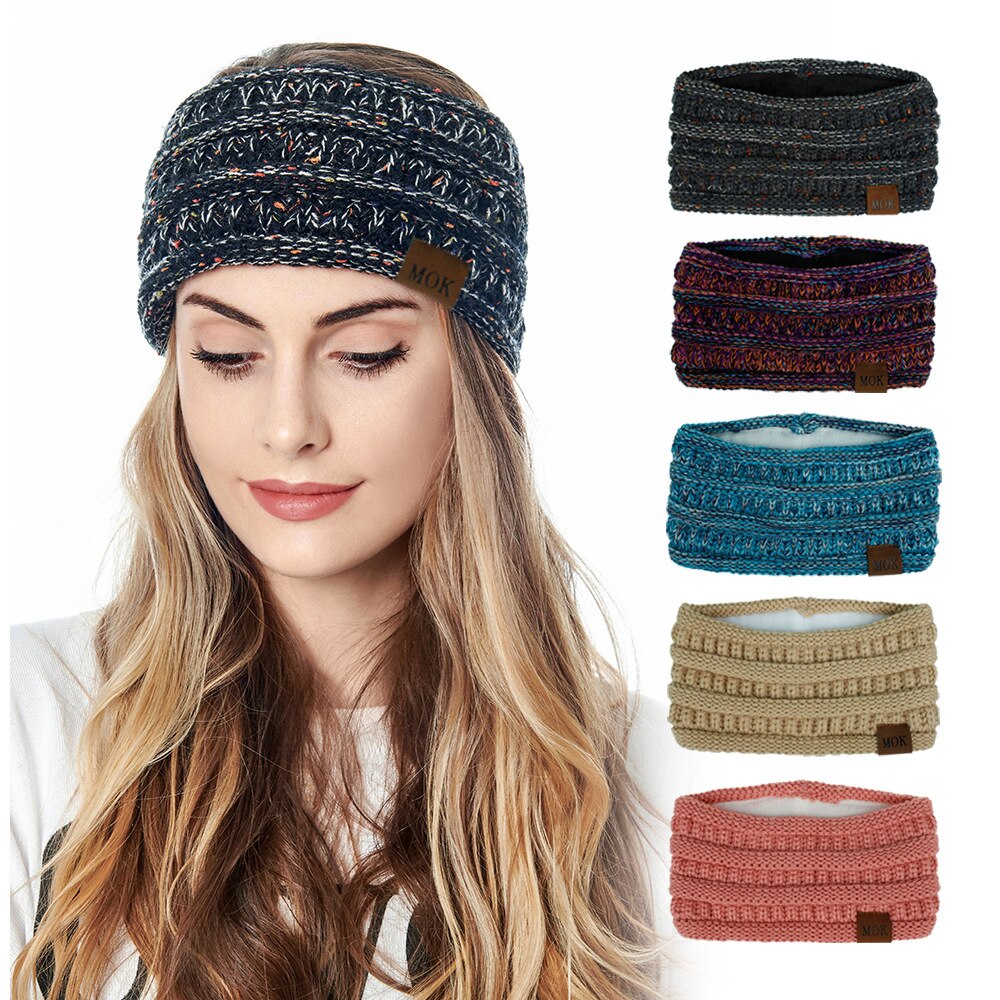 Inverno ao ar livre orelha mais quente headbands para as mulheres macio quente malha velo forrado faixa de cabelo para ciclismo ao ar livre caminhadas acampamento