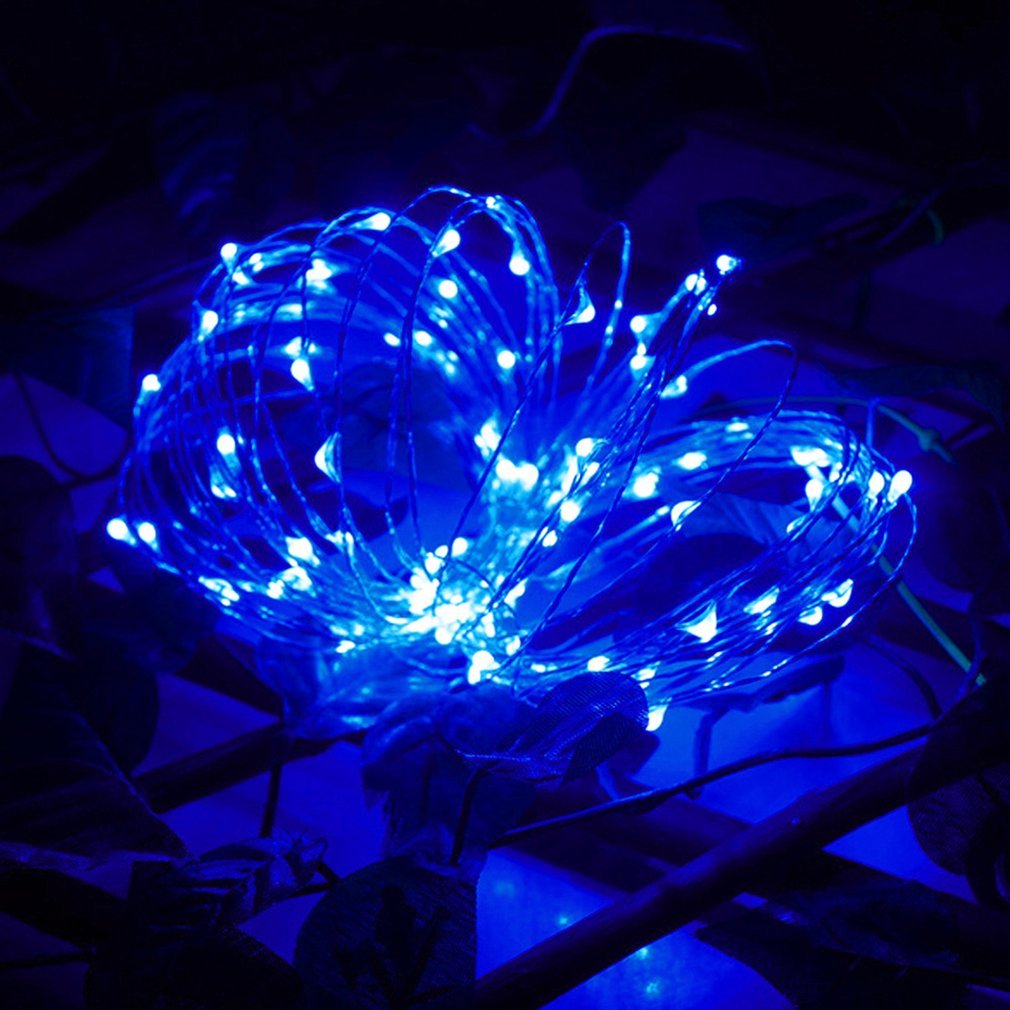 Icoco 2M 20 Leds Button Battery Operated Led Koperdraad String Fairy Lights Party Blauw/Kleurrijke