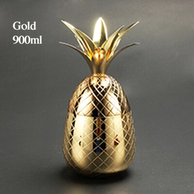 Ananas Tumbler/Mok Moscow Mule Mok Beschikbaar In 3 Kleur (Zilver, Koper, Goud)- Cocktail Drinkbekers Mokken Bar Tool: Gold Plating 900ml
