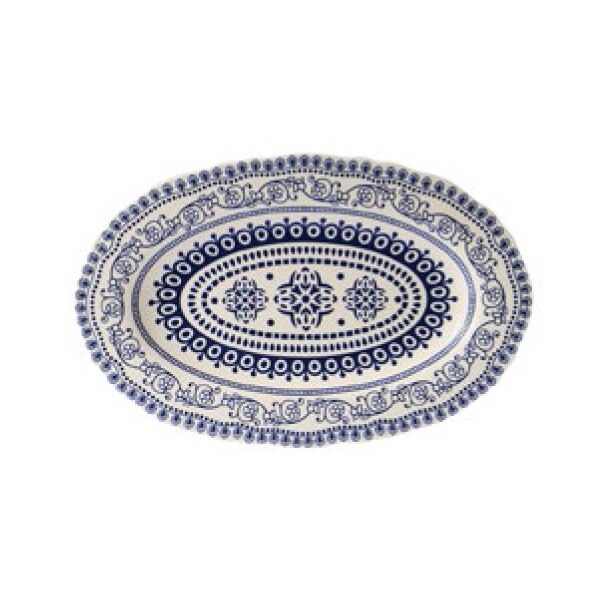 Dishes and plates Blue embossed flower dinner plate and coffee pot: 14 inch Oval Plate