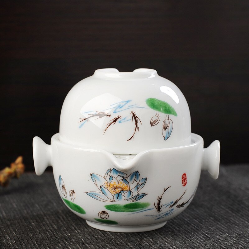 Ceramics Tea set Include 1 Pot 1 Cup, and easy gaiwan,Beautiful and easy teapot kettle,kung fu teaset: 01