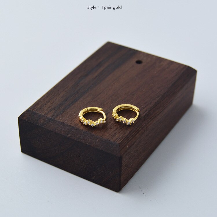 925 Sterling Zilveren Oorbellen Delicate Ronde Zirkoon Oor Ring Oor Bot Oor Gesp Wilde Persoonlijkheid Vrouw Meisje Oor Sieraden: 1pair gold style1