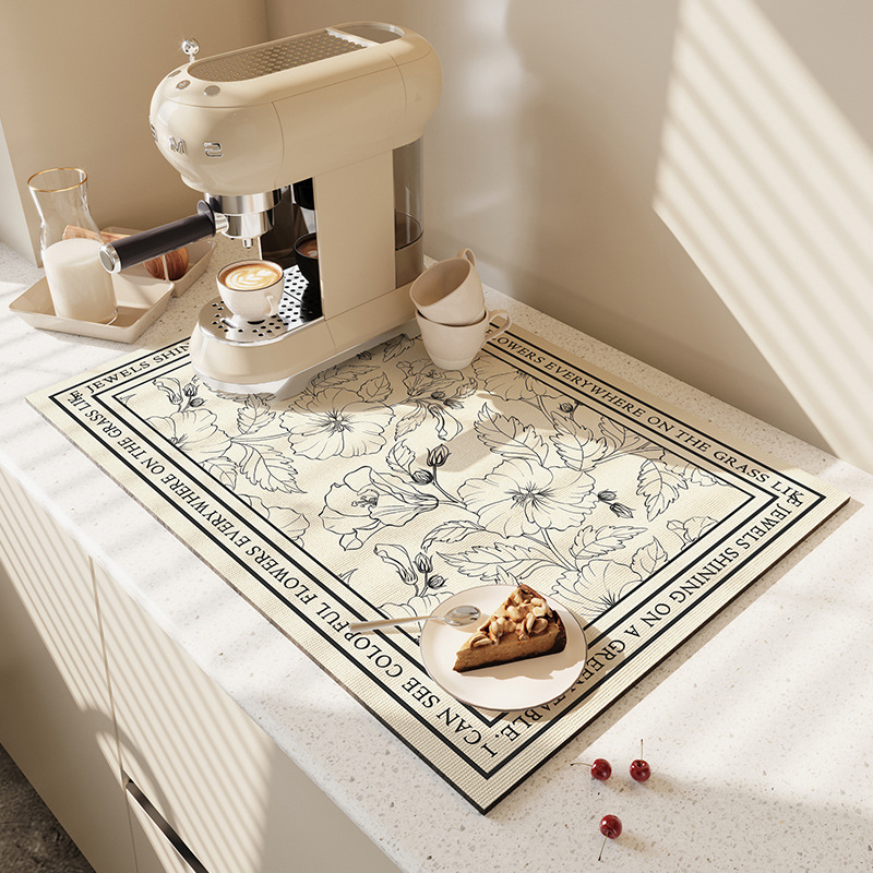 Grand tapis de cuisine Super absorbant, tapis de vidange de plat à café, tapis de séchage, tapis de vidange de salle de bains à séchage rapide, napperon de robinet de cuisine: S / green
