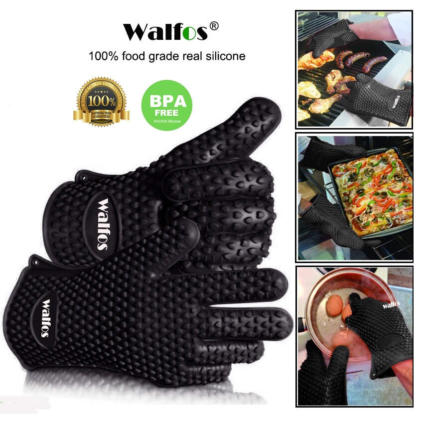 Walfos silikone ovn køkkenhandske varmebestandig tyk madlavning bbq grill handske ovn luffer køkken gadgets køkken tilbehør