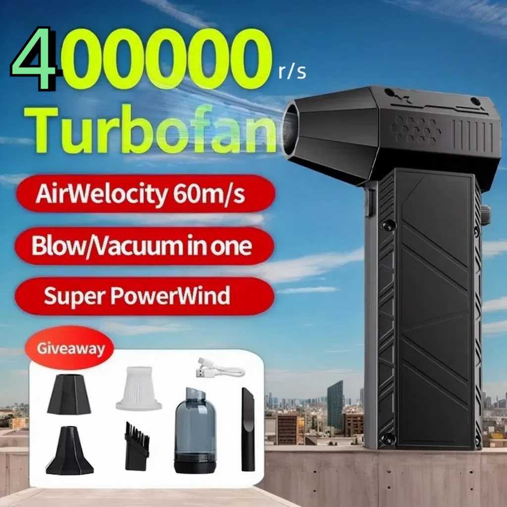 Aspirateur souffleur d'air injuste, ventilateur violent, nettoyeur de poussière, charge de type C, vent de bain, souffleur à jet turbo sans balais, 300000 tr/min, 400000 tr/min
