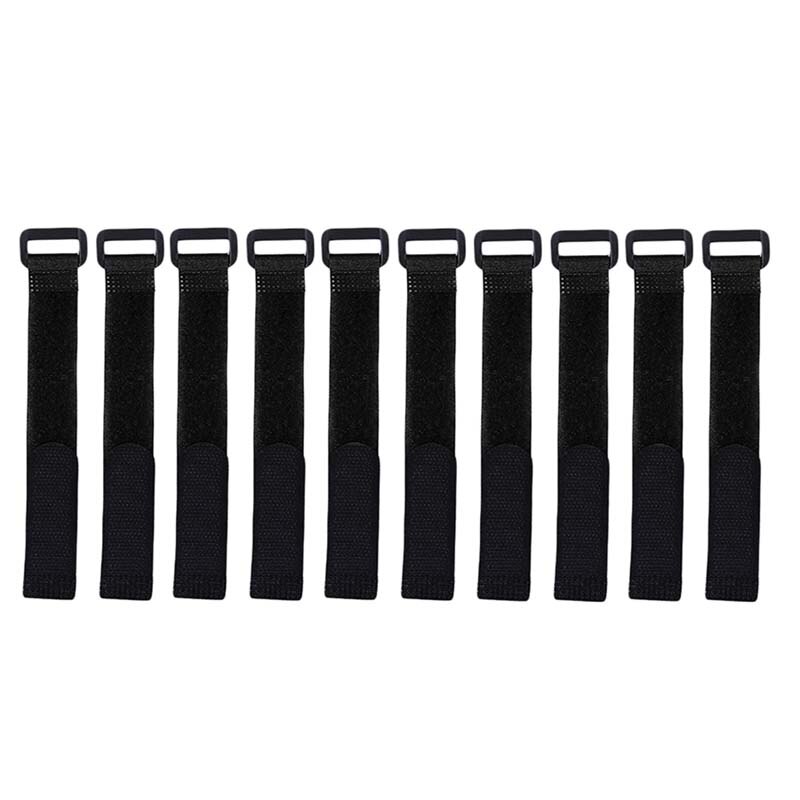 10pcs/set Reusable Fishing Rod Tie Holder Strap Suspenders Fastener Hook Loop Cable Cord Tie Belt Fishing Tackle Box Accessories: 10PCS Black