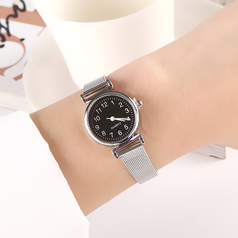 Kvartsur til kvinder luksus kvindelige ure ur armbåndsur hvid rustfrit stål bånd klassiske ure dagligt: Stil 4