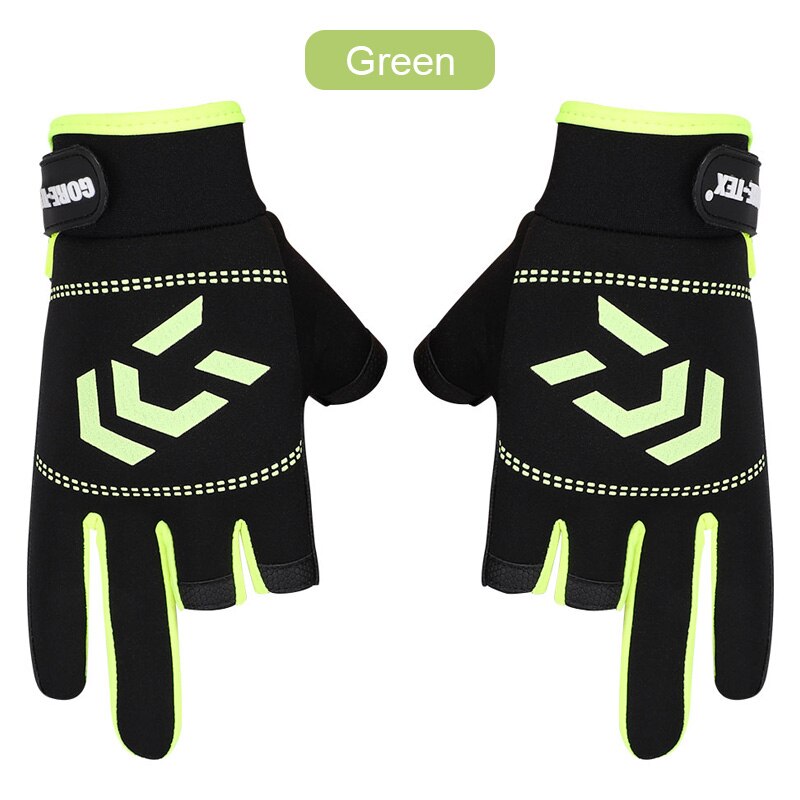 1 paar Angeln Handschuhe Anti-Unterhose Drei schneiden Finger Schutz Handschuhe Atmungsaktive Handschuh Männer Frauen draussen Angeln Ausrügestochen: Grün